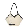 Bolso de Paja Tejida para Mujer Gran Capacidad 2025 Nuevo Verano Versátil Bolso de Hombro Textura Popular Bolso Tote para Viajes Diarios