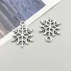 1 novo pingente de sino de floco de neve da série de Natal de simulação de liga de prata antiga, acessórios de joias DIY