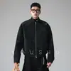 Chaqueta de gamuza con cremallera estilo retro americano transfronteriza para hombre, nuevo estilo primavera 2026, abrigo corto de corte oversize con cuello alto, moderno