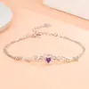 Pulsera Cruzada de Ángel Amante del Corazón para Mujer, Lujo Ligero Nicho Simple Flor Corazón en Forma de Corazón con Diamantes Adornados Moda Regalo del Día de San Valentín