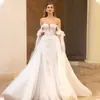 Vestido de Noiva Assimétrico de Comércio Exterior 2026 Novo Estilo Outono e Inverno com Cauda Longa de Renda Removível Vestido de Noiva de Comércio Exterior
