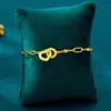Pulsera Doble Anillo Entrelazado Color Arena Dorada Vietnamita Hielo Triturado para Mujer Estilo Chino Lujo Ligero Sensación de Alta Gama Oro de Imitación Color Duradero Joyería