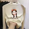 Nova camada de base térmica da moda e tendência outono/inverno para crianças, gola alta meia-manga para meninas, top quente e casual para crianças mais velhas