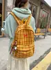 Mochila Escolar Xadrez Retrô Estilo Hong Kong Mochila para Meninas do Ensino Fundamental Mochila Versátil de Grande Capacidade Estilo Universitário para Mulheres