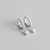 Agulha de Prata S925 Luxo Acessível Francês Ins Brincos Geométricos de Diamante Branco Simples Quadrado Gota D'água Conjunto de Brincos Cruz