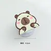 Suporte de Pegador de Celular Capivara Fofo de Desenho Animado Suporte de Mão Adesivo na Parte Traseira Suporte Retrátil de Resina Acrílica