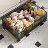 Caixa de armazenamento sob o sofá, comedouro de porco, caixa de armazenamento de brinquedos, cesta plana retrátil sob o móvel da TV, prateleira de armazenamento para blocos de montar e brinquedos