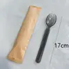 Tenedor Cuchara Desechable Cuchara de Plástico Tenedor Cuchara Engrosado Vajilla de Mesa para Ensalada Set de Servilletas de Papel de una Pieza Tenedor Cuchara Comercial de Mango Largo