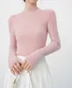 ¡La Tienda Insignia! Camiseta Base de Punto de Lana Pura de una Sola Pieza sin Costuras, Calibre 16, 60 Hilos, Cuello Semi-Alto para Mujer