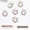 2026 Nuevo Adorno de Corona de Navidad para Uñas Accesorios Lazo de Aleación con Pedrería y Perlas Decoración de Uñas Pedrería Brillante Venta al por Mayor