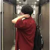 Camisa Roja de Manga Corta de Verano Estilo Japonés Moda de Hong Kong Ins Camisa Holgada para Hombre Tendencia Versátil Chaqueta Casual Moda Masculina