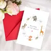 Nueva tarjeta de felicitación de acuarela de animales transfronterizos para recién nacidos, tarjeta de celebración de bautizo de bebé, tarjeta de bendición de luna llena de bebé con sobre
