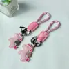 Hazte Rico en la Cuerda Trenzada de Cuero para Caballo Llavero de Coche Pareja Cuero Dibujo Animado Caballo Colgante Exquisito Colgante de Bolso Regalo