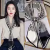 Bufanda Larga Pequeña de Seda para Mujer Verano Cuello Elegante Moda Corbata Cinta para el Cabello Bolsa Diadema Combinación Camisa Cinturón de Cuello Cinturón