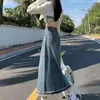 Falda vaquera de longitud media Cintura alta Ajustada Verano 2024 Nuevo Holgada Cubre carne Moda Versátil Falda