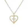 Aogu Europeo y Americano Transfronterizo Más Vendido Sencillo y Moderno Chapado en Cobre Oro de 18 Quilates Zircón Corazón Cruz Colgante Collar Nuevo Estilo