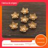 Acessórios para Joias DIY Bronze Fundido Centro de Cinco Pétalas com Furo Central Base de Flor Pequena Fresca Acessório de Cabelo Presilha Materiais Estilo Chinês Retrô