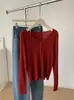 Cárdigan de punto con textura de volantes, cuello en V, de un solo botón para mujer, estilo coreano, color liso, top versátil y elegante para otoño 2026
