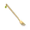 Juego de Tenedor y Cuchara de Acero Inoxidable Navideño L Transfronterizo con Colgante de Fresa Lindo Cuchara de Postre Tenedor de Fruta Cuchara de Café Caja de Regalo