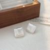 Pendientes Cuadrados Cepillados de Plata de Ley S925 Chiheng para Mujer, Estilo Japonés y Coreano, Nueva Moda 2026 Pendientes Geométricos Simples con un Toque de Alta Gama