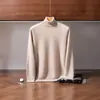 Suéter de cachemira para hombre transfronterizo, color liso, tejido de punto pullover, cálido para otoño e invierno, cuello alto, capa base, lujo ligero, estilo simple