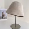 Sombrero de pescador de lujo mezclado con cachemira para mujer, sombrero de punto cálido para otoño e invierno, sombrero de pescador de doble cara moderno y versátil, sombrero de cubo