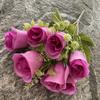 Estúdio Home Decoração Pequeno Handle 7 Garfo Valentine's Bud Silk Flower Artificial Simulação Rosa Bouquet Wedding Road Bouquet