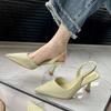Zapatos Casuales de Tacón Alto para Mujer 2025 Nuevos Zapatos de Aguja de Punta Diseño Nicho Elegantes Sandalias con Puntera Versátiles