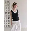 Camisola de estilo francés con bloques de color en capas, tipo dos piezas, para mujer, prenda exterior de verano, top de punto sin mangas de seda helada