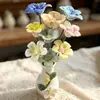 Flores de Cerâmica Jingdezhen Alta Temperatura Feitas à Mão Flores de Simulação Flores Preservadas Ornamentos Decorativos Vasos Buquês Presentes de Dia das Mães