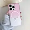 Funda Magnética para Teléfono Color Gradiente Ice Mist Adecuada para Apple 17Pro Sencilla Moderna Carcasa Dura Mate Magnética para Teléfono para Mujer
