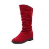 Otoño e Invierno Nuevo Moda Europea y Americana Botas de Manga Comercio Exterior Talla Grande Tacón Plano Botas de Mujer Tacón Bajo Forro Polar Botas de Caballero