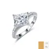 Anillo de plata de ley S925 con moissanita rectangular de 3 quilates, anillo cerrado de plata de ley con moissanita en toda la superficie, venta al por mayor para mujeres en stock