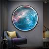 Pintura Decorativa de Entrada da Terra Céu Estrelado Lua Pintura com Luz LED Mural para Quarto Restaurante Sala de Estar Pintura Pendurada Criativa Personalizada