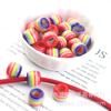 Resina Cuentas de Barril Rayadas Coloridas de Agujero Grande 10*12mm Cuentas Arcoíris Color Caramelo Diámetro Interior del Agujero 6mm Accesorios de Joyería DIY