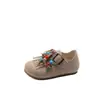 Zapatos de Piel para Niñas Colección Primavera 2026, Zapatos Estilo Birkenstock para Niñas Pequeñas, Zapatos Casuales de Rendimiento para Niños, Zapatos Planos con Borlas y Perlas para Bebés