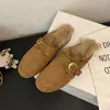 Mules retro versátiles cerrados sin cordones para mujer, nuevo estilo otoño/invierno 2026, de suela plana, de felpa, peludos, pantuflas tipo mule