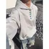 Moletom Pulôver Estilo Retrô Americano Jovem com Gola Henley para Homens e Mulheres, Blusa Básica Casual Simples de Manga Longa para Outono e Inverno