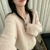 Suéter de Punto Básico para Mujer, Cuello en V, Primavera Otoño Invierno, Estilo Ins, Holgado, Capa Interior, Casual, Versátil, Suéter Base