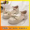 Moda Verano 2026 Zapatos Mary Jane Mujer Huecos Suela Plana Lazo Zapatos Pequeños de Cuero Zapatos Individuales Mujer Combinar Faldas Sandalias Mujer