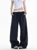 Pantalones Casuales Relajados de Cuadros Estilo Americano para Mujer, Nuevos de Otoño Vintage Sueltos Perezosos Adelgazantes de Pierna Ancha Deportivos Modernos