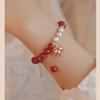 Nuevo Pulsera de Hoja de Arce Acacia Frijol Rojo para Mujer Pulsera de Cristal Alto Valor de Color Diseño de Nicho Ins para Novia