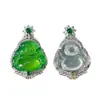 Colgante de Buda Sonriente de Calcedonia Blanca Natural Incrustada con Hielo Alto Verde Transparente Colgante de Buda Verde Imperial Comparable a Collar de Jadeíta