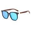 Gafas de sol marrones estilo coreano 2026 para mujer, Patillas con veta de madera retro, Montura cuadrada, Gafas para cara redonda, Gafas de sol de moda para proteger del sol
