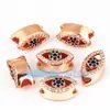 Accesorios para Joyería DIY Cobre Puro Chapado en Oro Micro-pavimentado Ojos de Diablo Globos Oculares Oblicuos 10x5mm