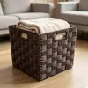 Cesta de Almacenamiento Hecha de Jacinto de Agua Tejido, Cesta de Almacenamiento Plegable Hecha a Mano, Más Vendida en Amazon, Almacenamiento Natural para Exteriores para Acampar