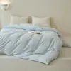 Combina artículos individuales de grado A, 100% algodón, tejido, algodón cepillado, juego de ropa de cama de cuatro piezas de color liso, que incluye una sábana bajera sencilla, una funda de edredón y fundas de almohada