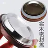 Tapa Antiderrames para Taza de Nogal Negro Norteamericano Borde de Acero Inoxidable 304 Adecuada para Taza de Café Taza de Té de 85 mm de Diámetro