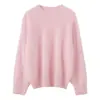Suéter básico de cuello redondo 100% cachemira cepillada estilo minimalista para mujer de cachemira manga larga holgado camisa base 26 otoño/invierno