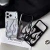 Color Sólido Corte Patrón de Llama Adecuado para Funda de Teléfono Móvil Iphone17Promax Apple 15 Tacto Suave Mate 16 Refrigeración Suave